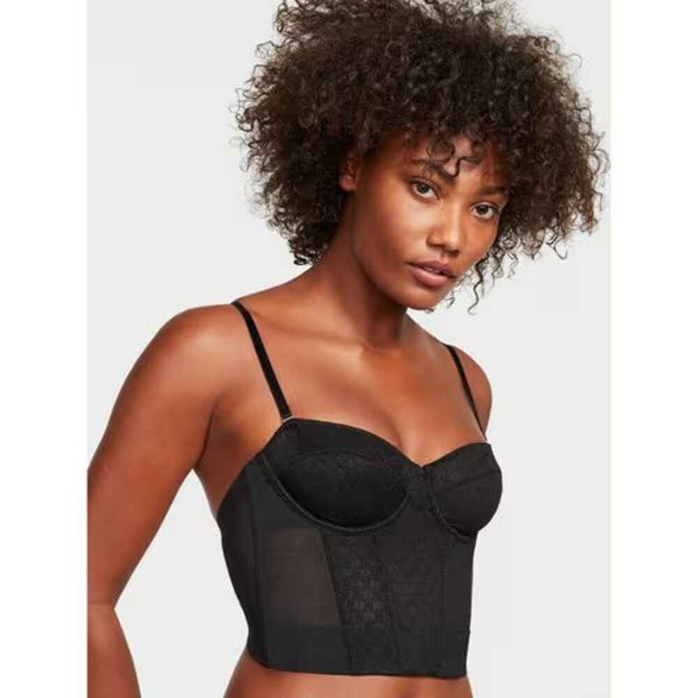Victoria's Secret Black Very Sexy VS Archives Monogram Corset Bra Top Size 34C - Picture 1 of 13